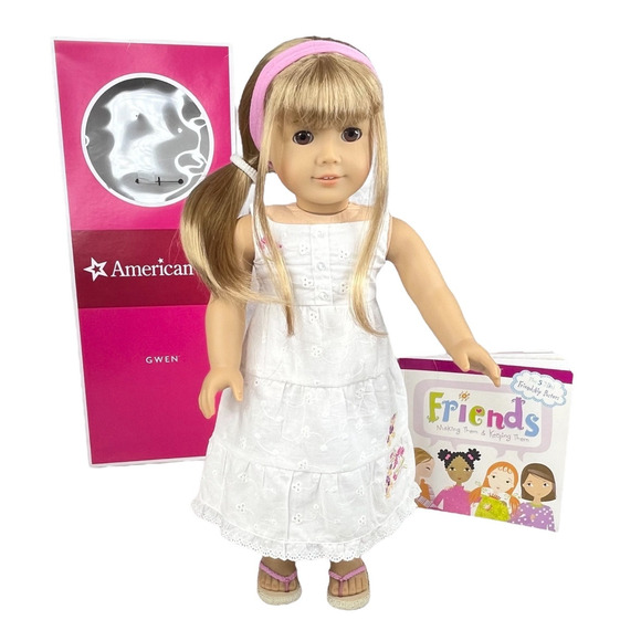 American Girl Gwen Doll Meet Outfit Headband Hair Tie Book Sonali's Friend Box - Picture 11 of 12